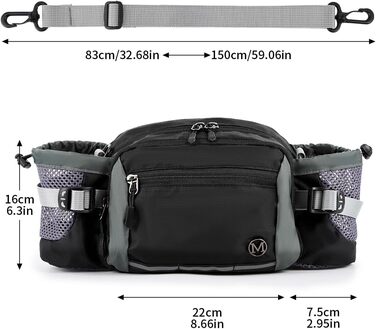 Тактична поясна сумка 6L для туризму, прогулянок з собакою, бігу, велоспорту, риболовлі та подорожей, чорна