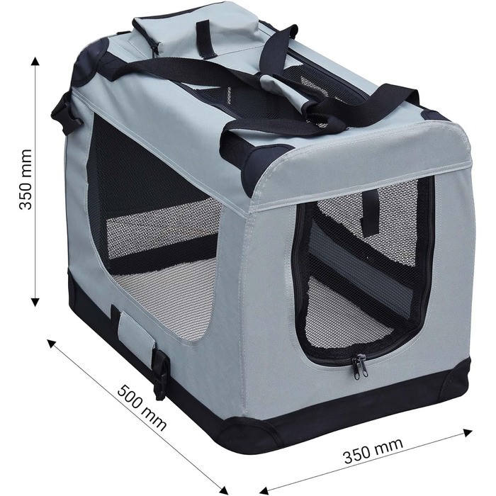 Складана переносна переносна коробка для собак та котів Fudajo, сіра, розмір S (50x35x35 см)