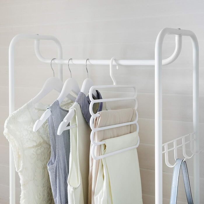 VASAGLE Coat Rack, Coat Stand, Clothes Rail, with Shoe Storage, Shoe Shelf, Entryway, Bedroom, 58 x 28 x 181 cm, Scandinavian, Matte White-Gold Oak