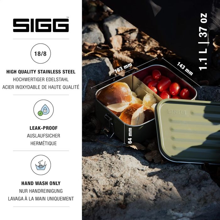 SIGG Gemstone Lunchbox, leak-proof lunchbox for office, school and outdoor use, food container made of high-quality 18/8 stainless steel for on the go