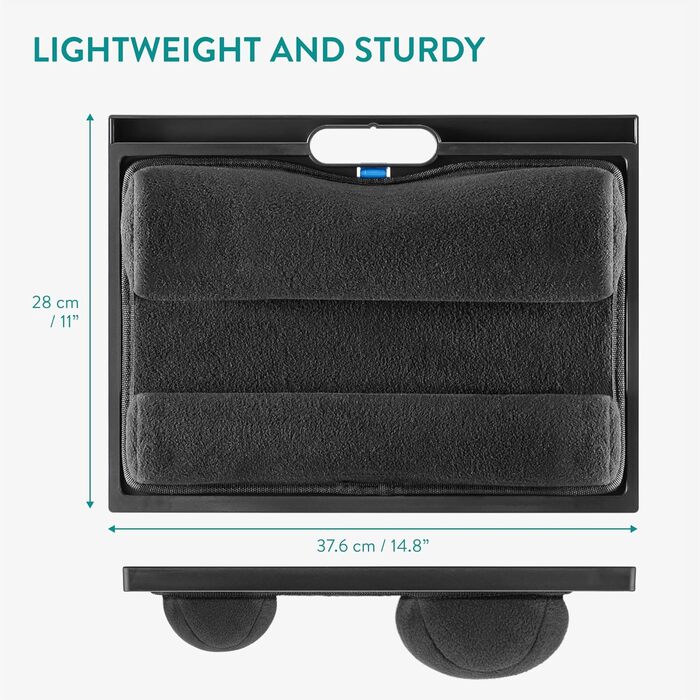 Підставка для ноутбука Navaris з пластику - для ліжка/дивану, підставка для планшета, 37,6x28x5,8 см, 8 регульованих рівнів, блакитна