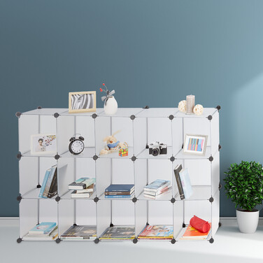 Relaxdays 15-Compartment Plastic Storage Shelf