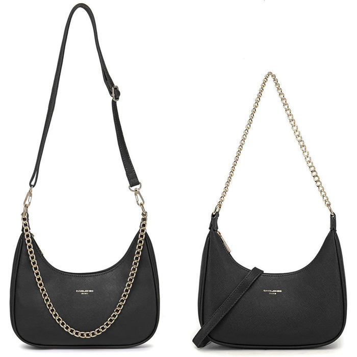 Сумка жіноча David Jones через плече, чорна: елегантна крос-боді сумка з ланцюжком зі штучної шкіри для вечірок та повсякденного використання