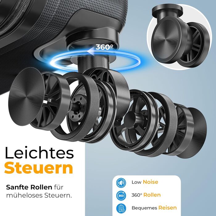 Чемодан KESSER® 120L з ABS-пластику з кодовим замком, вагами та органайзером | Валіза на колесах для подорожей та бізнесу, 55см
