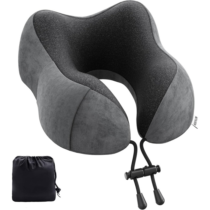 Подушка для шиї у вигляді білки Memory Foam для подорожей (темно-сірий)