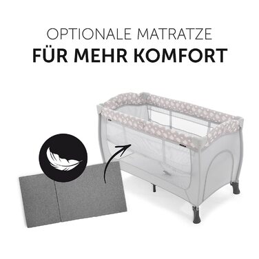 Hauck Travel Crib Sleep N Play Center with Newborn Nest, Changing Pad, Carry Bag, Wheels, Canopy, Compact Folding, Baby Travel Bed for Infants from Birth up to 15 kg (Teddy Grey)