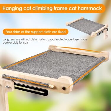 Підвісне ліжко для котів на підвіконня, 45x36 см, міцне, до 40 кг, з тканини льон