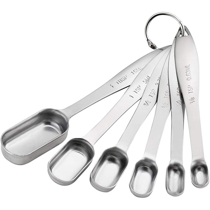 6-Piece Stainless Steel Measuring Spoon Set, Slim Measuring Teaspoon Set, Measuring Cups for Dry and Liquid Ingredients, Spices, Sugar, Coffee, Kitchen Scale