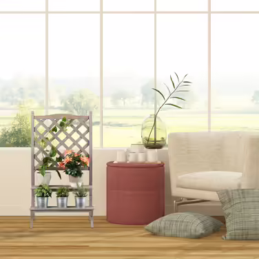 Relaxdays Квіткові сходи з решіткою, сірий