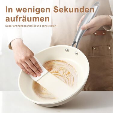Пательня керамічна 24 см з антипригарним покриттям, індукція, духовка, посудомийка, без PFAS, PFOA, PTFE, алюміній з ручкою з нержавіючої сталі