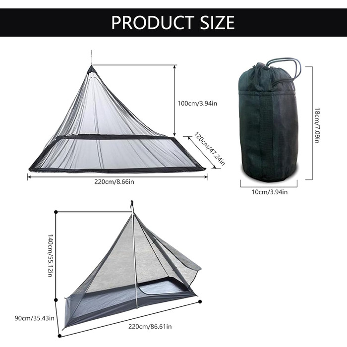 PLCPDM Camping Bed Mosquito Net Carrying Bag Triangular Mosquito Net Outdoor Bug Net Camping