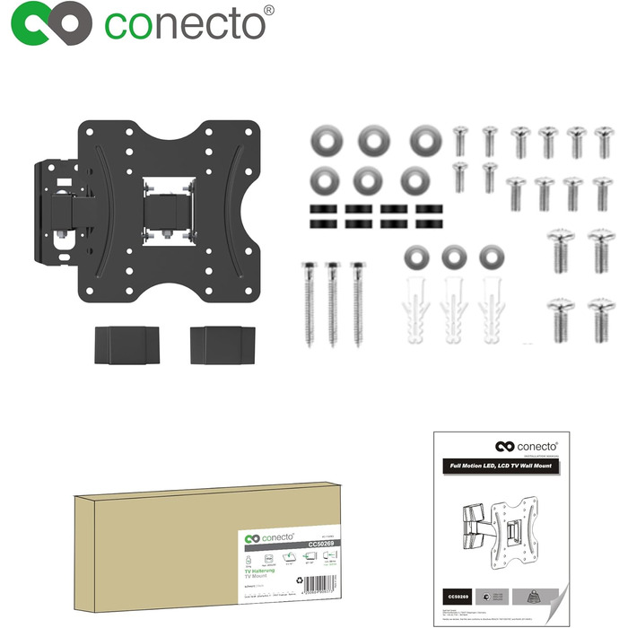 Кріплення для телевізора Conecto Wandhalterung SA-CC50254-V2 (23-42 дюйми, VESA 200x200, настінний кріплення, білий)