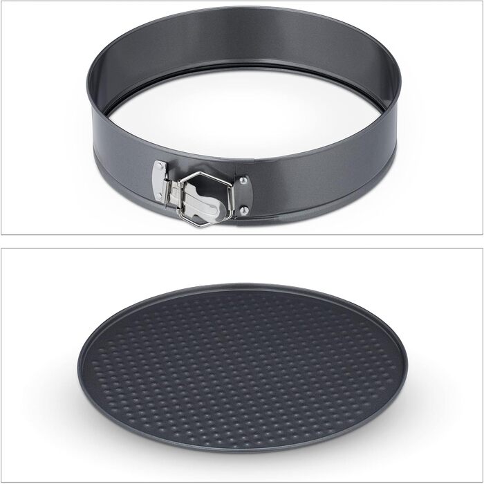 Набір форм для випічки Relaxdays, 7 шт., круглі, з нержавіючої сталі, антипригарне покриття, Ø 14-28 см, антрацит