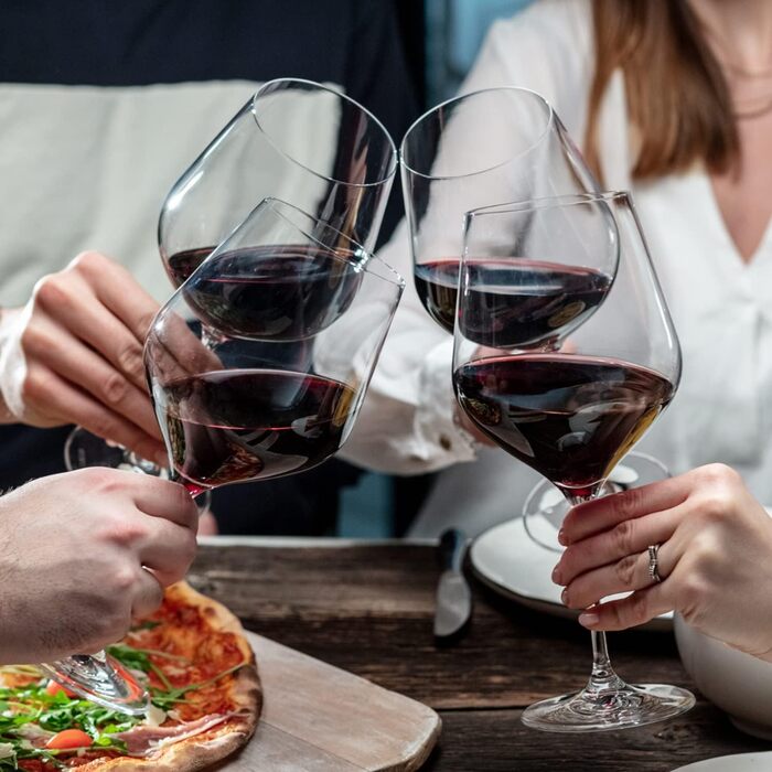 Krosno Burgundy Red Wine Glasses | Set of 6 | 860 ML | Splendour Collection | Perfect for home, restaurants, and parties | Dishwasher safe
