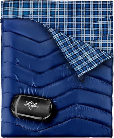 Сплячий мішок двомісний ETGLCOZY для дорослих та дітей, XL Queen Size, 220*160 см, для кемпінгу, хайкінгу, подорожей, водонепроникний, з компресійним мішком