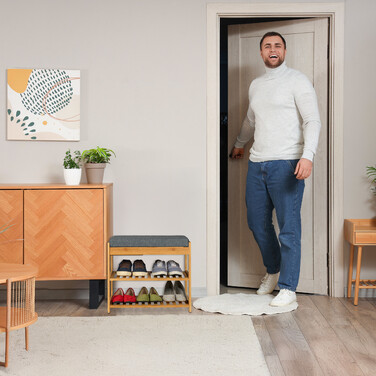 Relaxdays Shoe Rack with Cushion and Drawer