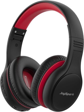 Дитячі Bluetooth навушники JoySpark з мікрофоном, 60 годин роботи, Bluetooth 5.4, Type-C, обмеження гучності 85/94 дБ, складні, чорно-червоні