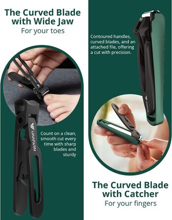 Набір з 2 шт. кусачок для нігтів: професійні, з нержавіючої сталі, для товстих нігтів, з контейнером для сміття. Підходить для нігтів на руках та ногах.
