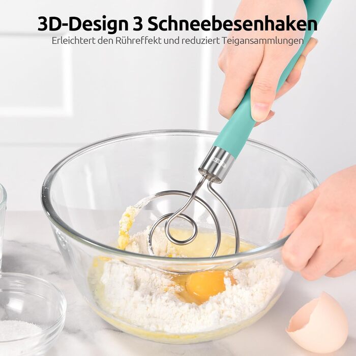Міксер для тіста U-Taste: ручний віскер з нержавіючої сталі 18/8, 32 см, Aqua Sky