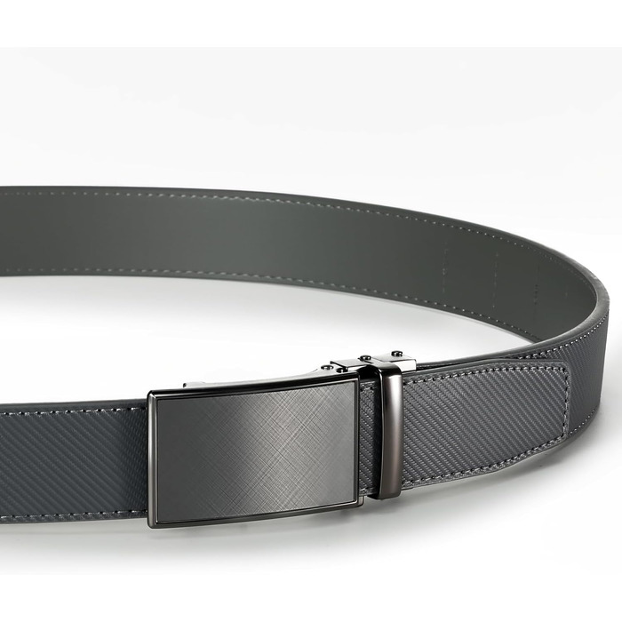 Чоловічий шкіряний ремінь FEFLO з автоматичною пряжкою, регульований, 35 мм, для костюма, джинсів, штанів, повсякденного та ділового стилю (сірий, 130 см, для талії 103-113 см)