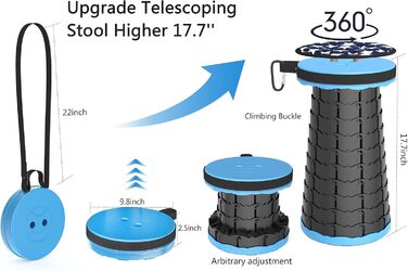 Складаний туристичний стільчик-табурет, 440lbs, з сумкою, блакитний