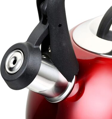 Чайник-свисток 2,5 л з нержавіючої сталі для Induktion, Gas, з свистком, чайник, кип'ятильник, кип'ятильник (червоний)