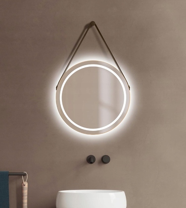 Кругле дзеркало у ванну кімнату з LED-підсвіткою Talos CORVIA Shine, матове золото