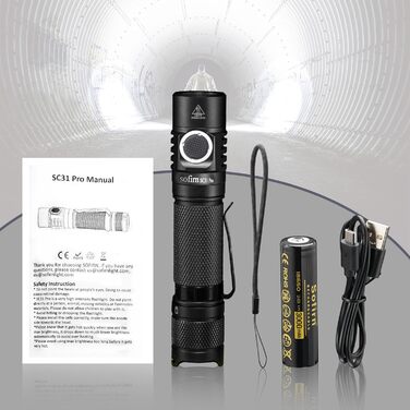 Ліхтарик Sofirn SC31 Pro LED, 2000 люмен, USB-C, водонепроникний, акумуляторний, 6 режимів, для туризму та спорту