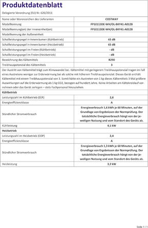 Мобільний кондиціонер COSTWAY 14000 BTU з виносним шлангом. 5-в-1: охолодження, обігрів, осушення, вентиляція, нічний режим. Для приміщень до 135 м³, пульт/додаток, таймер 24h, 4100W, ≤57dB, білий
