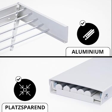 Сушарка для білизни настінна Vonia Wandtrockengestell 100x50 см, біла, складана, для ванної, балкона, квартири