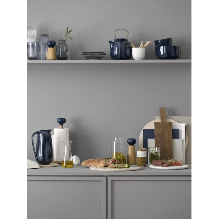 Kähler Salt and Pepper Shaker Set H5 cm Hammershøi Danish Handmade, blue