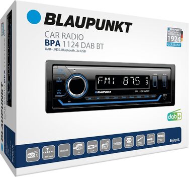 Автомагнітола Blaupunkt BPA 1124 DAB+ Bluetooth, 1-DIN, 200 Вт, 2xUSB, Aux, мультиколір, гучний зв'язок