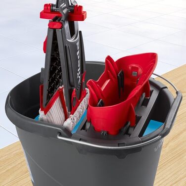 Vileda Ultramax 2в1: комплект для миття підлоги з мопом, відром з пресом та мікрофіброю. Підходить для всіх твердих поверхонь.