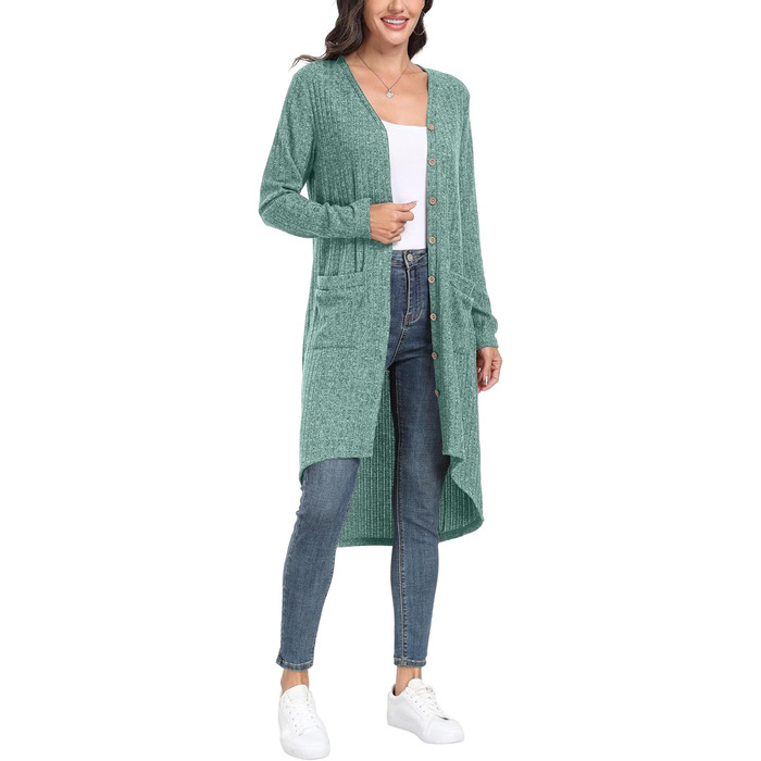 Жакети GRECEREE для жінок: кардиган з V-подібним вирізом, літній, з ґудзиками (XL, блакитний/зелений)
