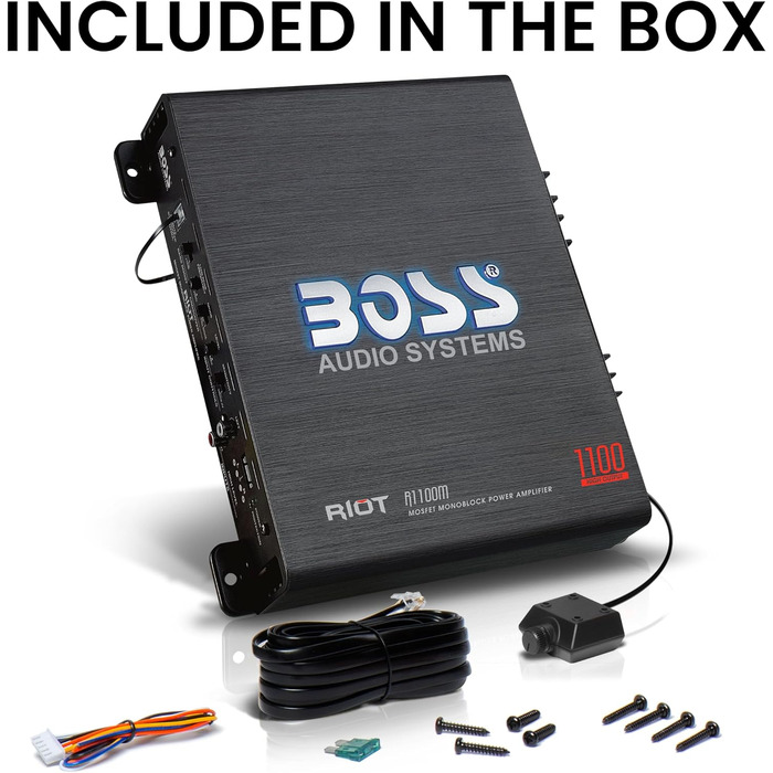 Автомобільний підсилювач BOSS AUDIO R1100M Riot 1100 Вт, клас A/B, моноблок, чорний