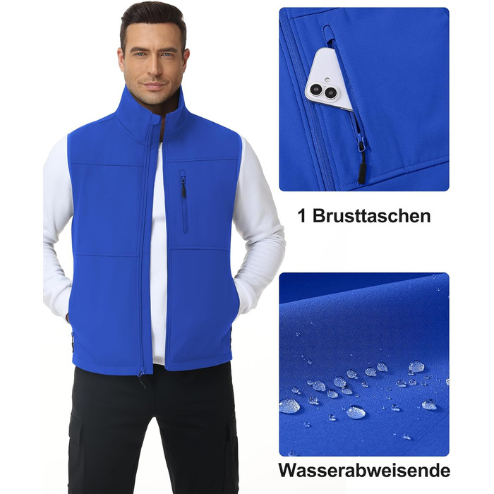 Чоловіча куртка Weste Outdoor з софтової мембрани, водонепроникна та вітронепроникна, з флісовою підкладкою, для туризму (M, Синій)