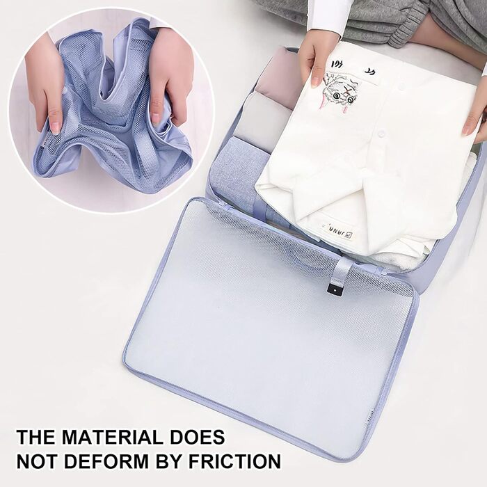 Органайзер для валізи AiQInu, набір 7 шт: кубики для пакування, сумки для одягу та взуття, сірий