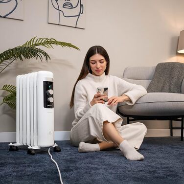 Електричний масляний радіатор Cecotec ReadyWarm 750 Space White – 1500 Вт, 3 режими, для кімнат до 15 м²