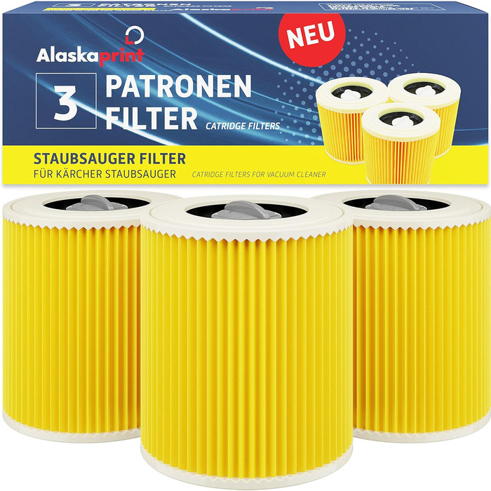 Фільтр для пилососа Kärcher (3 шт.), сумісний з WD3, WD2, WD 3, WD1, MV3, MV2, NT, KNT, K A SE, VC. Замінює 6.414-552.0, 6.414-772.0, 6.414-547.0. Фільтр для алергіків (3 шт.)