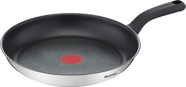 Сковорода Tefal Comfort Max 26 см з нержавіючої сталі з термоспотом та антипригарним покриттям, для індукційних плит, чорно-срібна