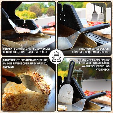 Набір для приготування Smash Burger: прес для гамбургерів, лопатка для гриля, дзвоник для гамбургерів з нержавіючої сталі 304 (2 лопатки + 2 дзвоники з віконцем + 1 прес)