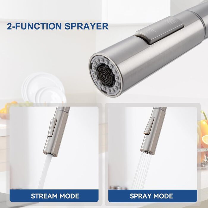 Змішувач кухонний Lonheo з висувною лійкою, високий поворотний кран для кухні, нержавіюча сталь, 2 режими струменя, для мийки