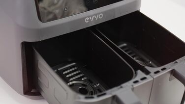 Фритюрниця EVVO без олії, 6 л, 1700 Вт, антипригарне покриття, Dual-Cyclon технологія, багатофункціональна, для випікання, дегідратації, розморожування, до 200°C, автоматичне вимкнення, білий колір