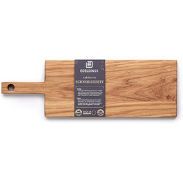 Edelding Cutting and Serving Board made of high-quality oak, 30 x 13 cm in size with a practical 10 cm handle | Antibacterial kitchen board | Serving board, breakfast board, solid wood cutting board