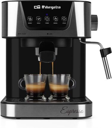 Orbegozo EX 6000 Espresso and Cappuccino Coffee Machine, 20 Bar Pressure, 1.5L Tank, Suitable for Single Dosing, 1050W Power, Black