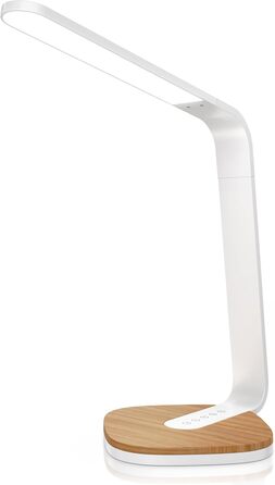 LED лампа настільна Brandson з деревом, регульована яскравість, 5 рівнів, 3 температури світла, для очей, 450 люмен, сенсорне управління, для офісу, читання, навчання, біла