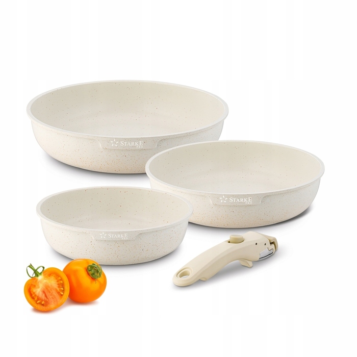 Набір сковорідок Starke Pro бежевий, антипригарне покриття, 4 предмети (20/24/26 см)