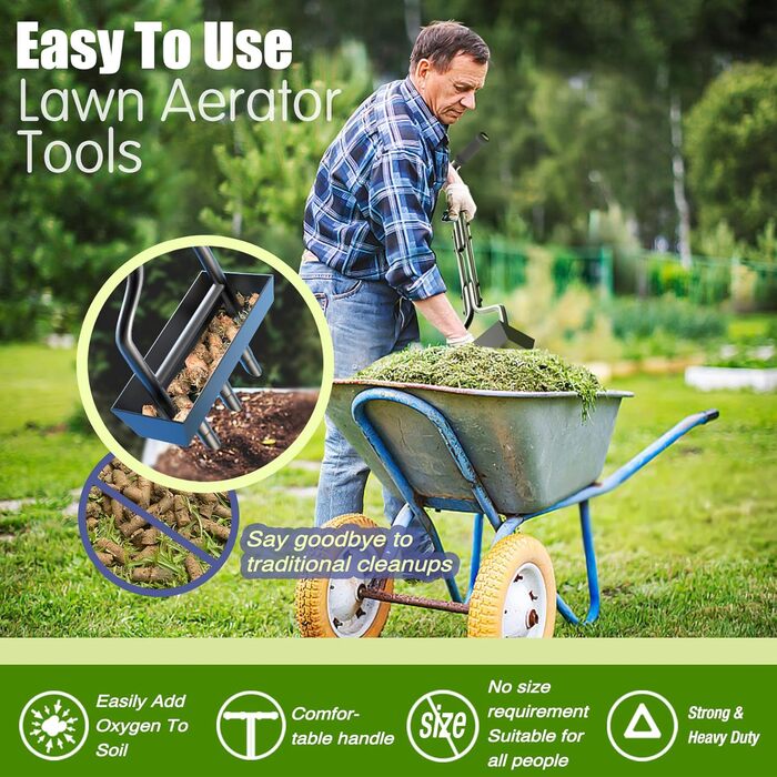 Kedox Aerifier for Lawns, Heavy Duty Hollow Tine Lawn Aerator with Ground Frame 38In, Manual Lawn Aerator Lawn Aerifier Verticutter for Your Lawn or Yard and Compacted Soils