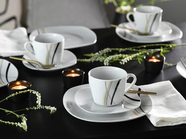CreaTable Geschirrset Square City Line: 12-teilний сервіз для 6 осіб з порцеляни, сумісний з мийною машиною та мікрохвильовою піччю