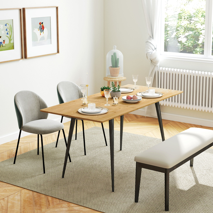 HOMCOM Extendable Dining Table - Seats 6-8, Kitchen Table with Sturdy Steel Legs